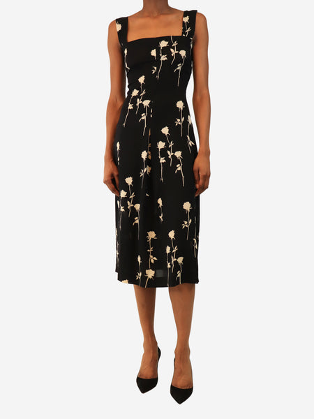 Black silk floral-print slip dress - size UK 6 product image
