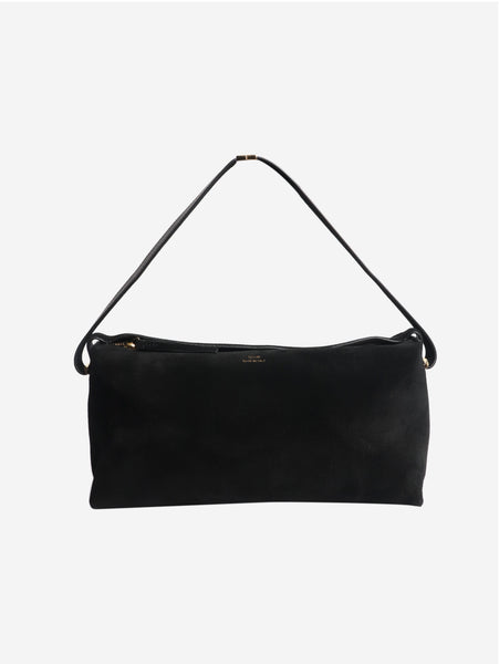 Black suede top handle bag product image