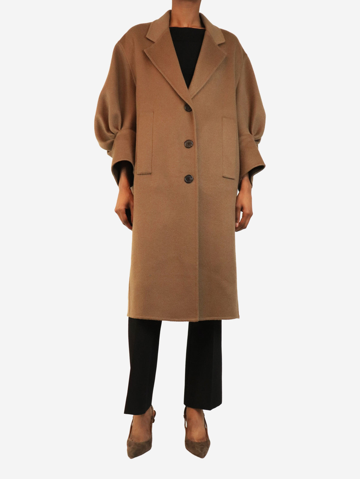 Brown puff-sleeved coat - size UK 6 Coats & Jackets Prada 