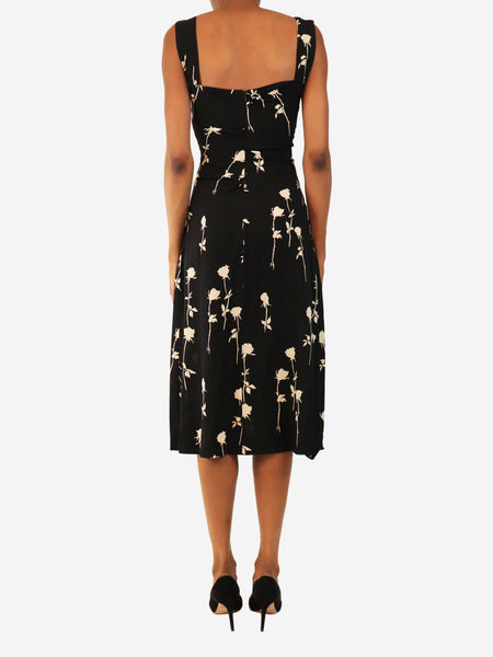 Black silk floral-print slip dress - size UK 6 alternate image