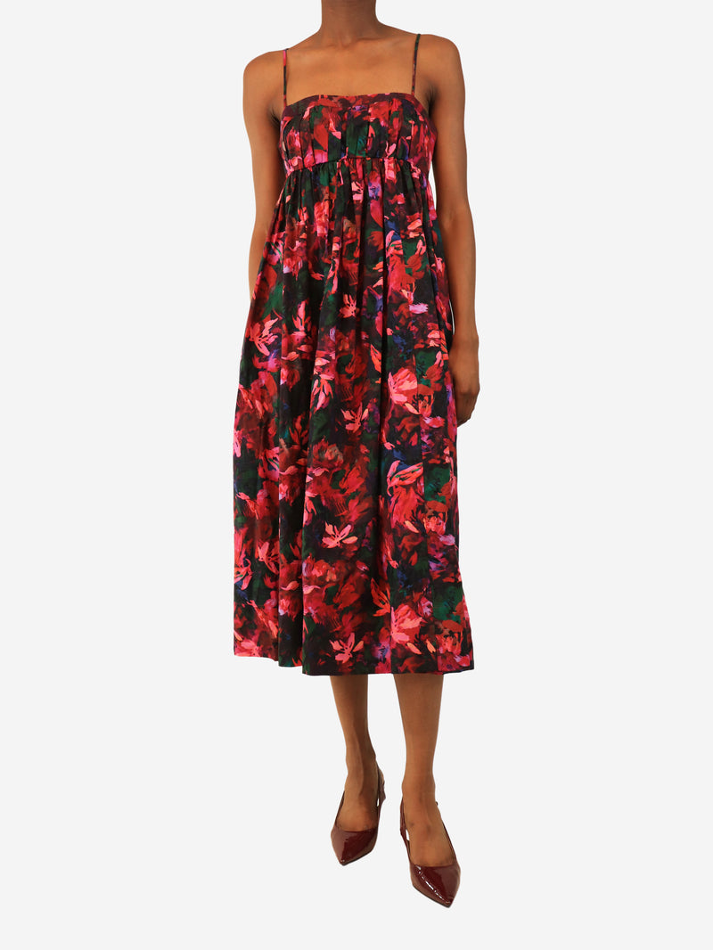 Multicolour floral printed cotton slip dress - size UK 6