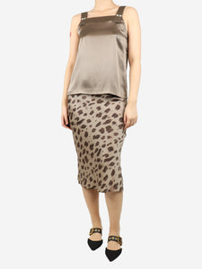 Anine Bing Brown silk leopard print midi skirt - size XS