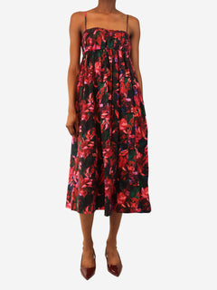 Multicolour floral printed cotton slip dress - size UK 6