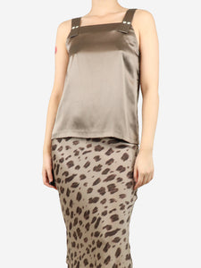 Emilia Wickstead Light brown sleeveless silk top - size UK 8