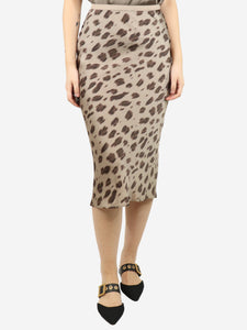 Anine Bing Brown silk leopard print midi skirt - size XS