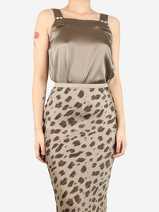 Emilia Wickstead Light brown sleeveless silk top - size UK 8