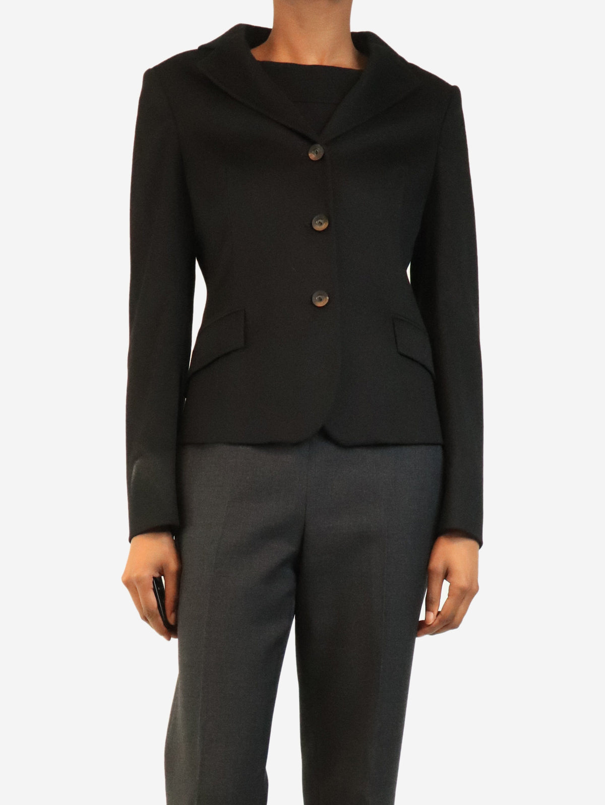 Vintage black wool blazer - size UK 10 Coats & Jackets Loro Piana 