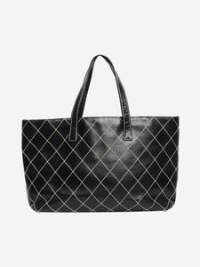 Chanel Black vintage 2002 lambskin Wild Stitch tote bag