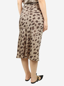 Anine Bing Brown silk leopard print midi skirt - size XS