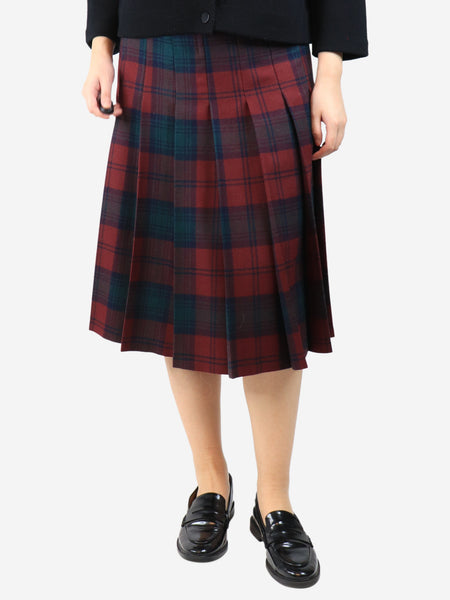 Brown check wool-blend skirt - size UK 12 product image