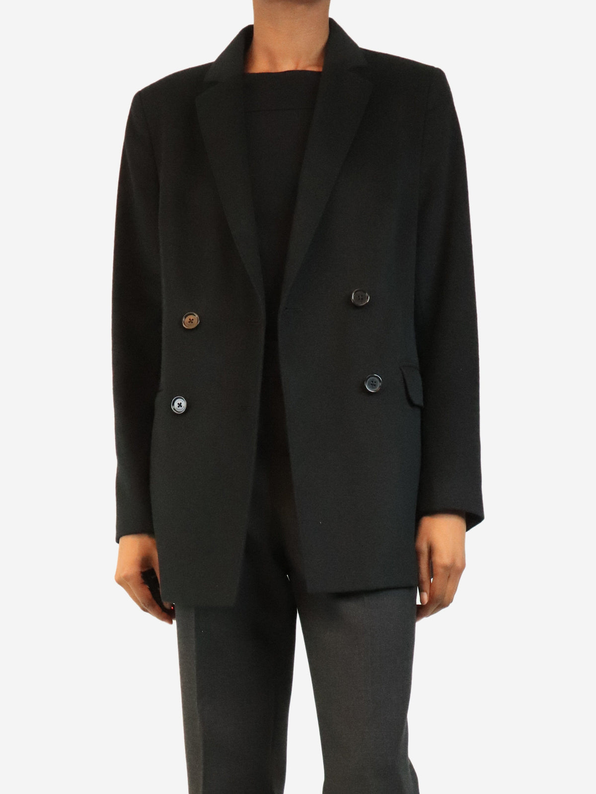 Black double-breasted cashmere jacket - size S Coats & Jackets Kujten 