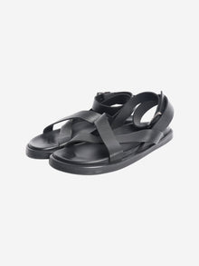 Black chunky strappy leather sandals - size EU 41 (UK 8) Flat Sandals Mikuta 