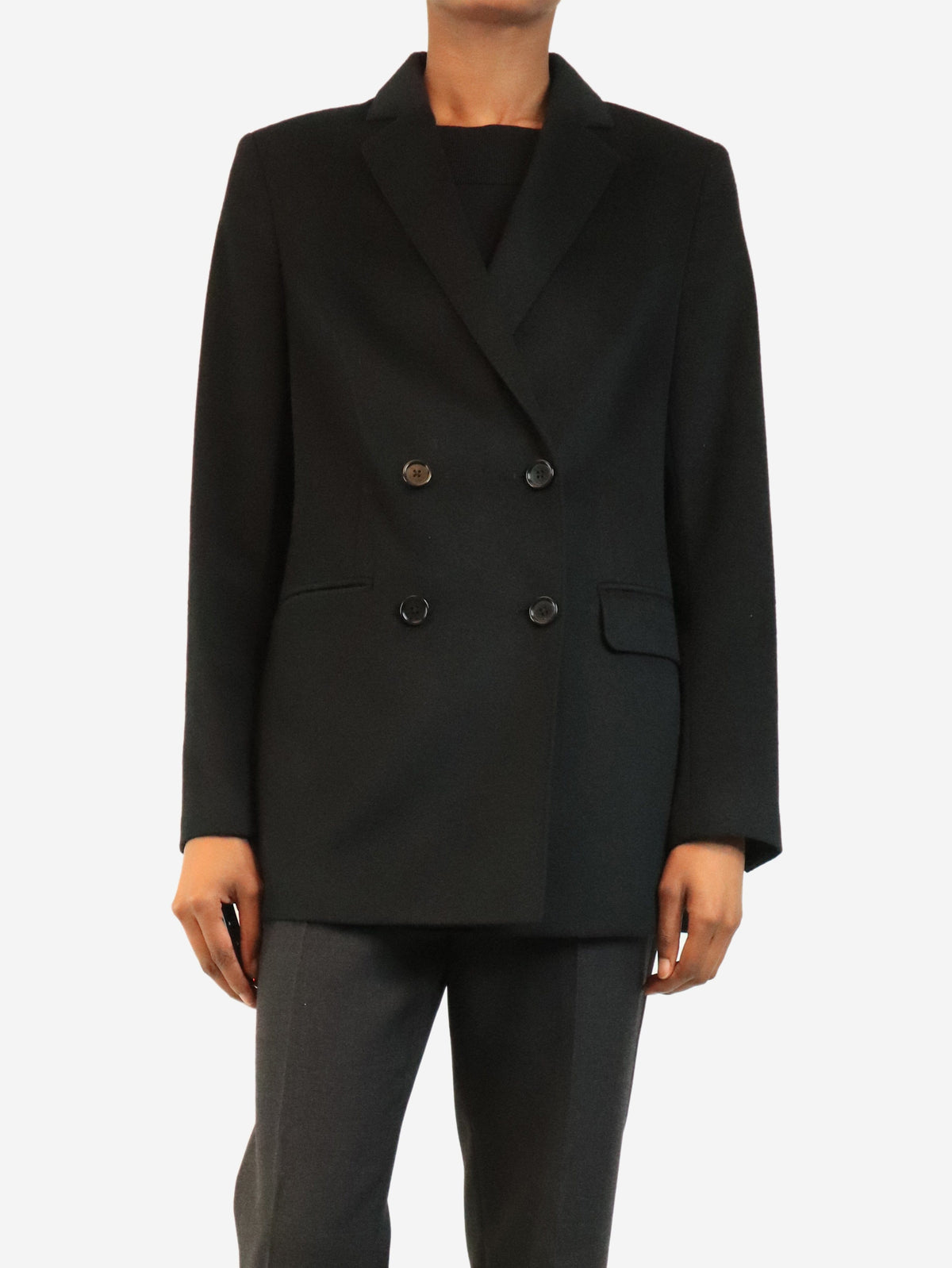 Black double-breasted cashmere jacket - size S Coats & Jackets Kujten 
