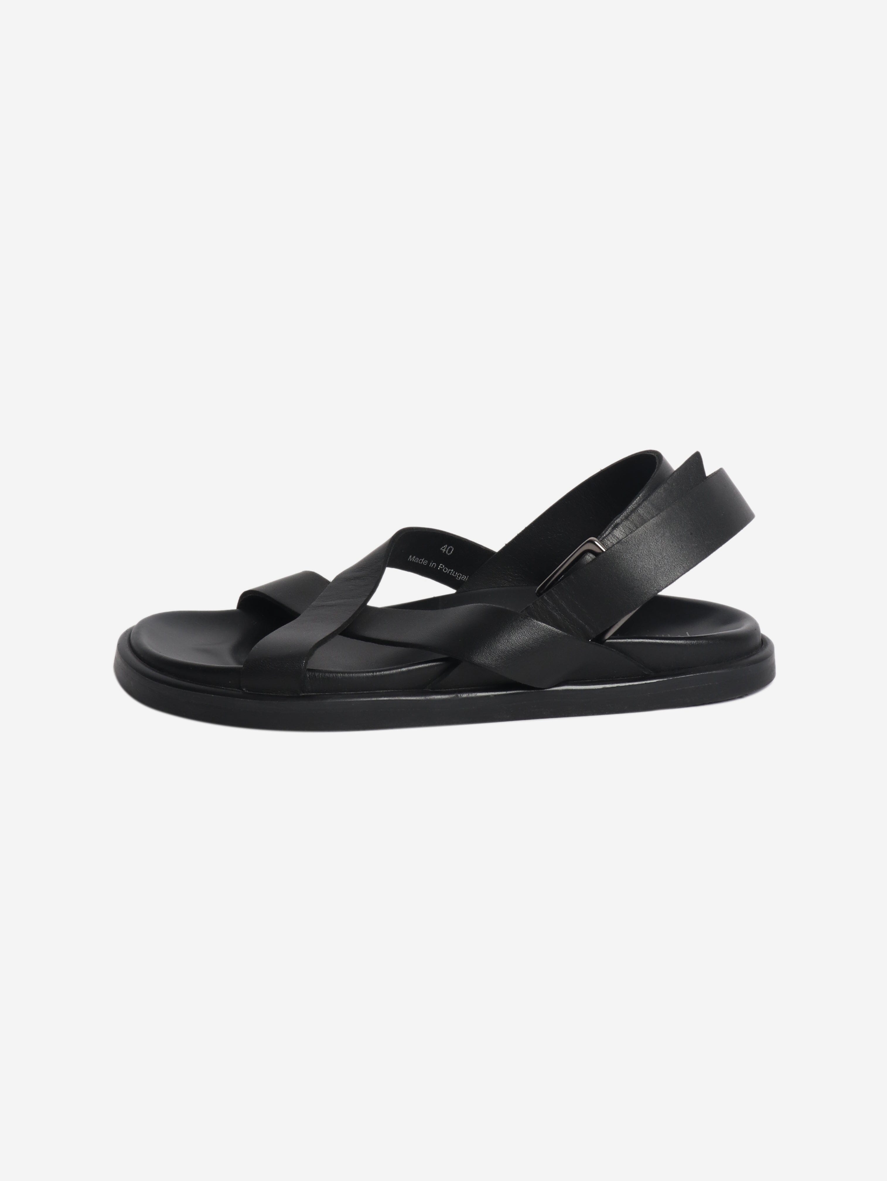 Black chunky strappy leather sandals - size EU 41 (UK 8) Flat Sandals Mikuta 