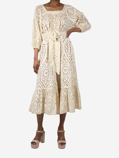 Gold floral cut-out belted jumpsuit - size XS Dresses Lisa Marie Fernandez 