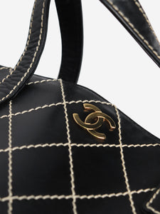 Chanel Black vintage 2002 lambskin Wild Stitch tote bag