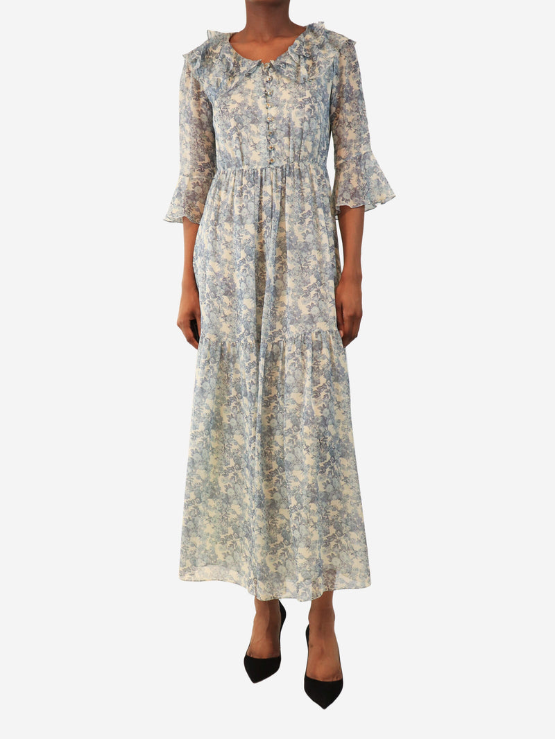 Blue floral midi dress - size UK 6 Dresses Celine 