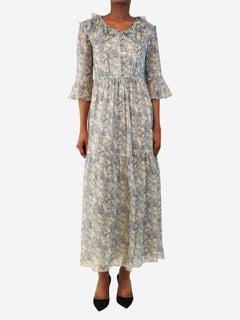 Blue floral midi dress - size UK 6 Dresses Celine 