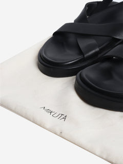 Black chunky strappy leather sandals - size EU 41 (UK 8) Flat Sandals Mikuta 