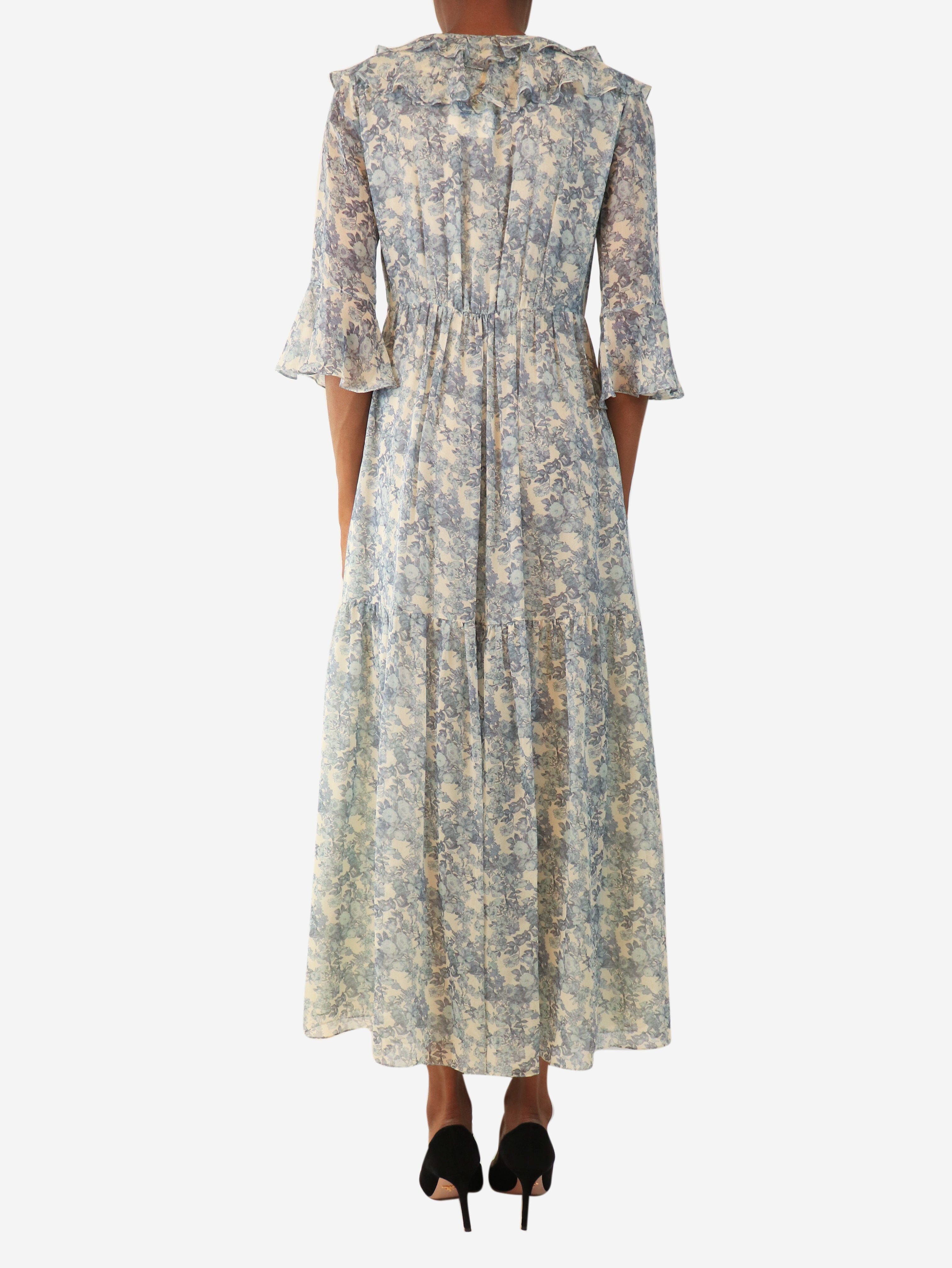 Blue floral midi dress - size UK 6 Dresses Celine 