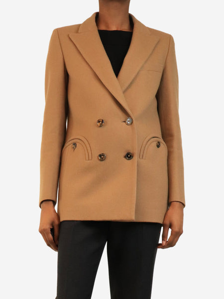 Brown double-breasted wool coat - size UK 8 product image