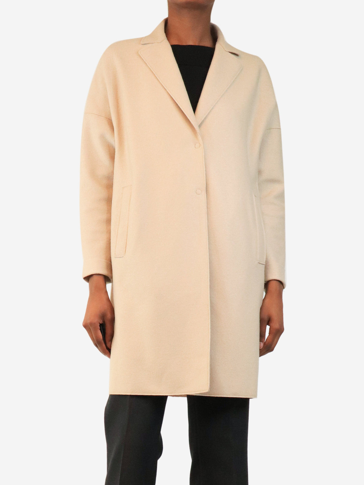 Cream double-breasted wool coat - size UK 6 Coats & Jackets Harris Wharf London 