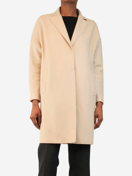 Cream double-breasted wool coat - size UK 6 product image