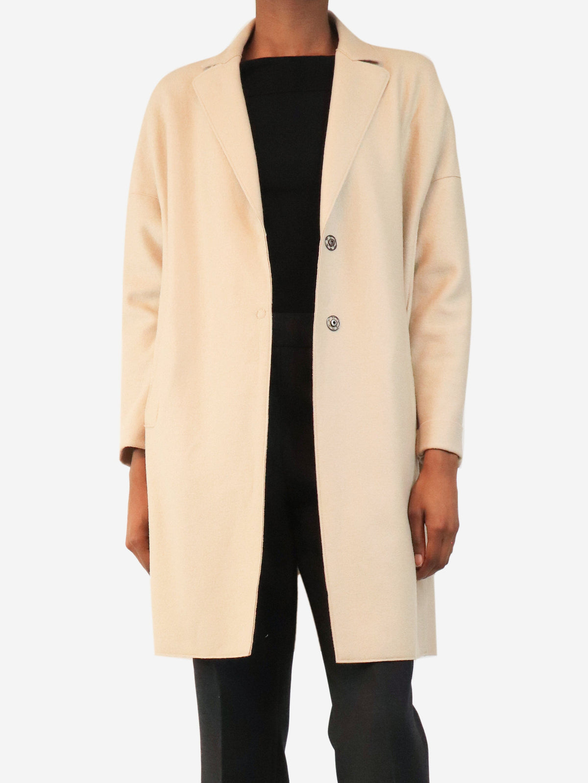 Cream double-breasted wool coat - size UK 6 Coats & Jackets Harris Wharf London 