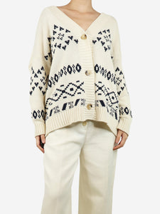 Weekend Max Mara Cream and navy oversized knit cardigan - size S