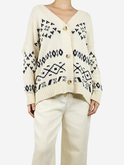 Cream and navy oversized knit cardigan - size S Knitwear Weekend Max Mara 