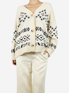 Weekend Max Mara Cream and navy oversized knit cardigan - size S