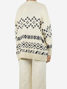 Weekend Max Mara Cream and navy oversized knit cardigan - size S