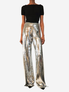 Silver SS22 sequin flared trousers - size UK 4 Trousers Tom Ford 