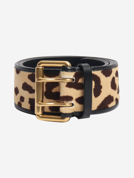 Neutral calf-hair leopard print belt - size M product image