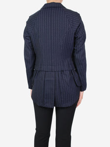 Comme Des Garçons Navy blue patterned blazer with frayed edges - size S