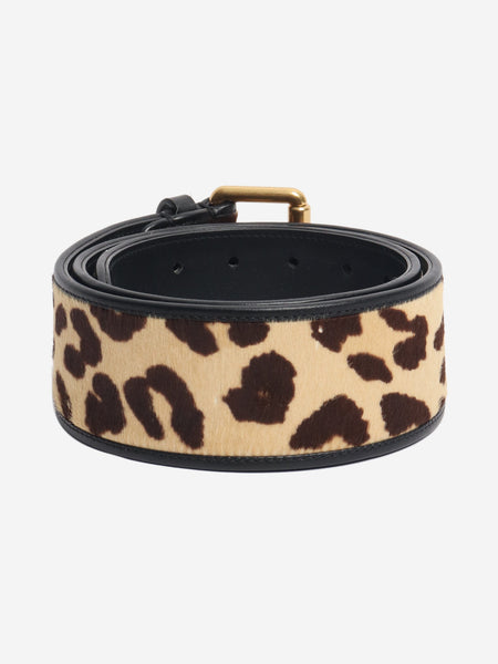 Neutral calf-hair leopard print belt - size M alternate image