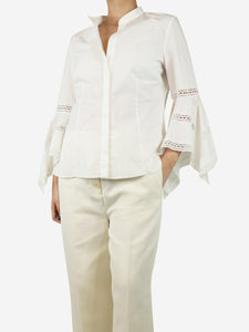 CH Carolina Herrera White embroidery cotton shirt - size UK 18