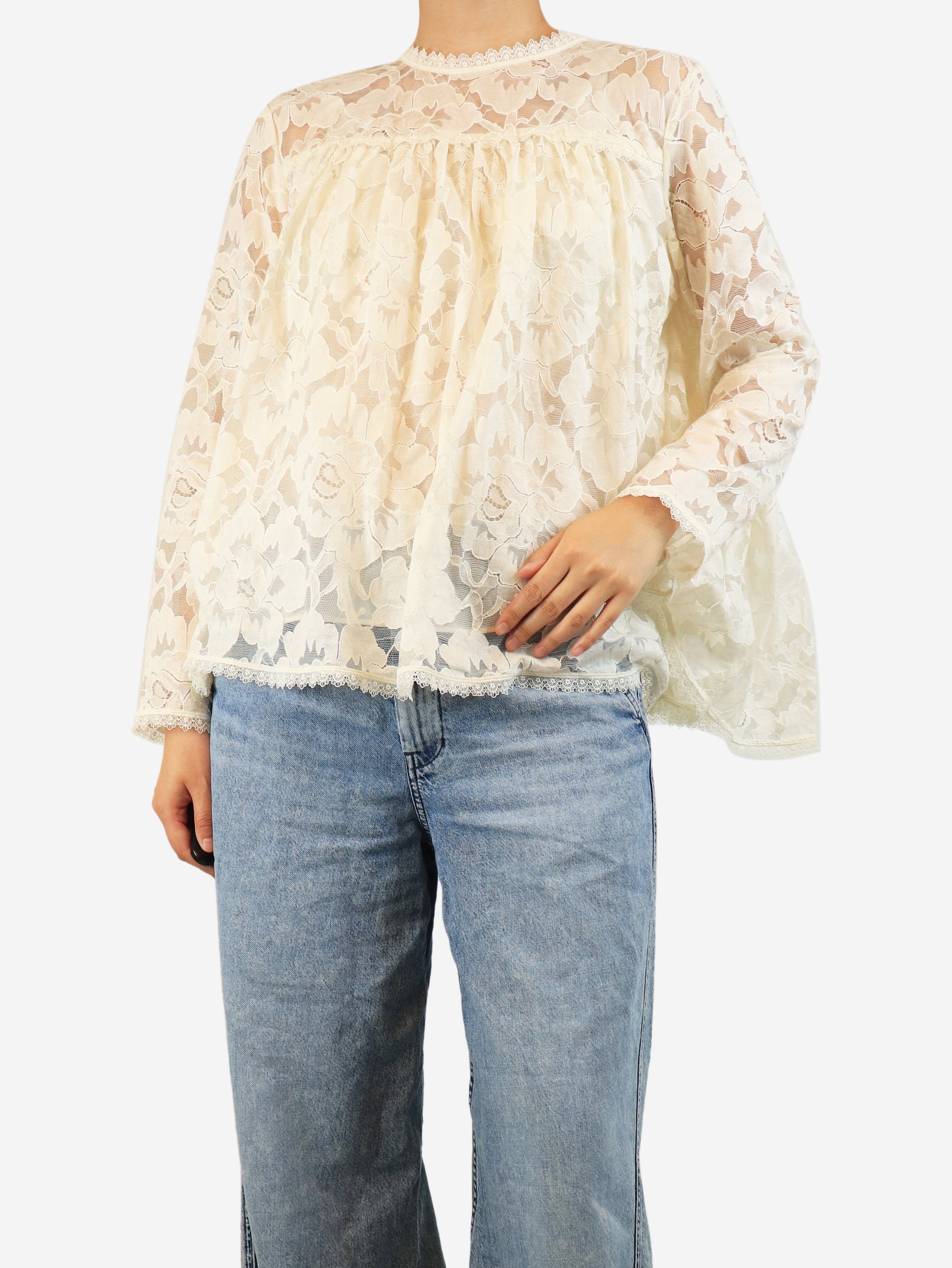 Cream lace blouse - size UK 12 Tops Zimmermann 