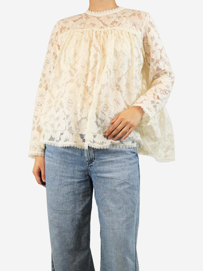 Cream lace blouse - size UK 12 Tops Zimmermann 