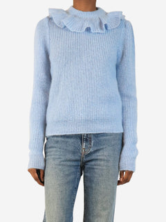 Blue ruffled collar mohair knit jumper - size UK 4 Knitwear Miu Miu 