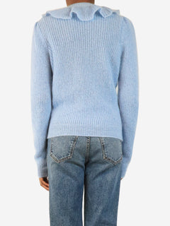 Blue ruffled collar mohair knit jumper - size UK 4 Knitwear Miu Miu 