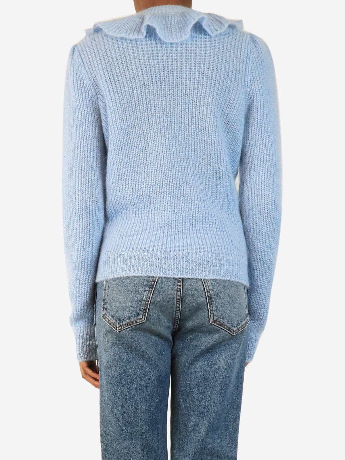 Blue ruffled collar mohair knit jumper - size UK 4 Knitwear Miu Miu 