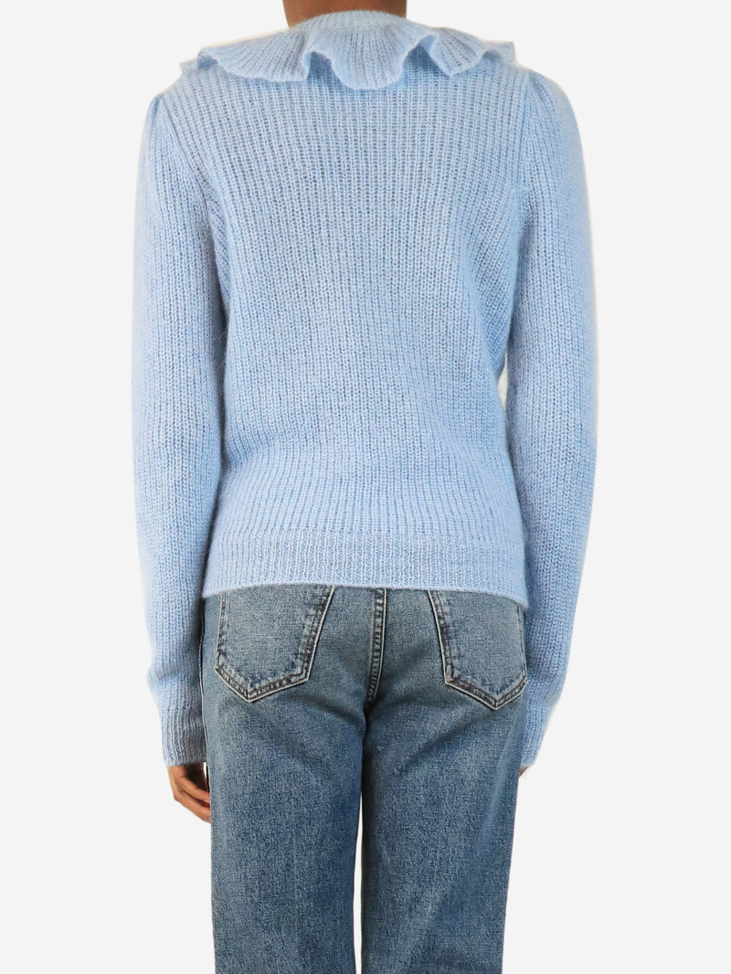 Blue ruffled collar mohair knit jumper - size UK 4 Knitwear Miu Miu 