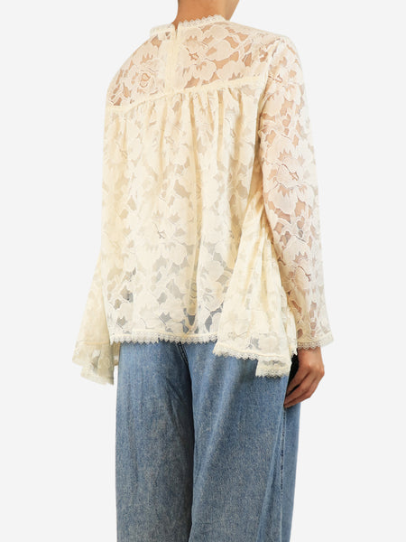 Cream lace blouse - size UK 12 alternate image