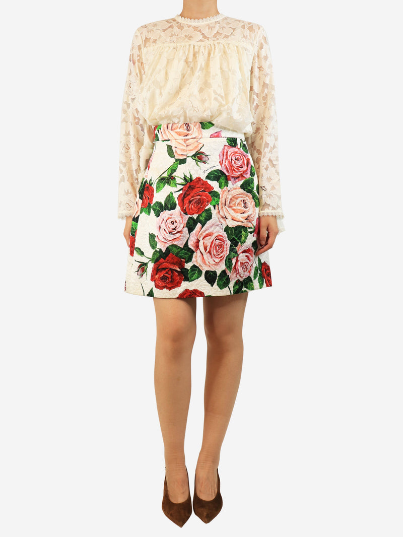 White rose A-line skirt - size UK 10
