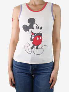 Saint Laurent Cream Mickey Mouse waffle tank top - size S
