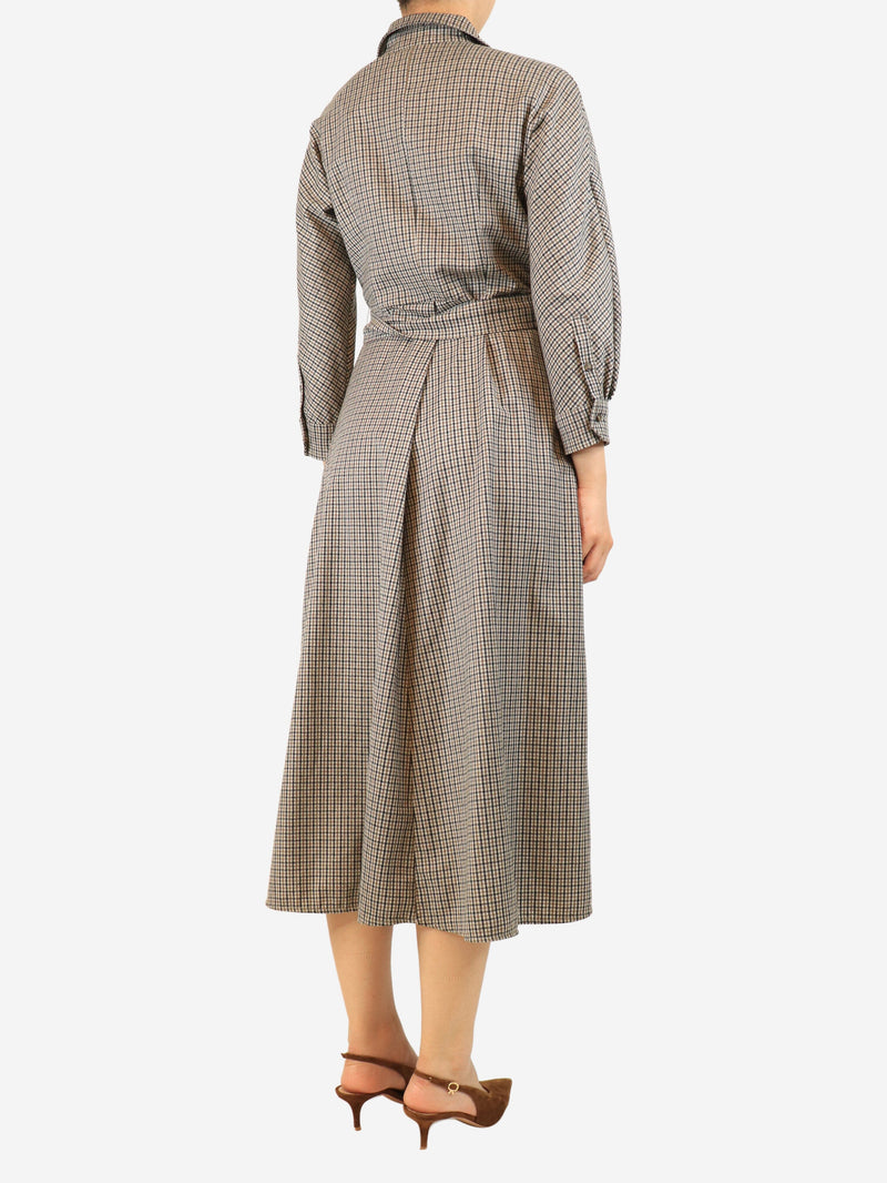 Brown gingham belted midi dress - size UK 8 Dresses Weekend Max Mara 