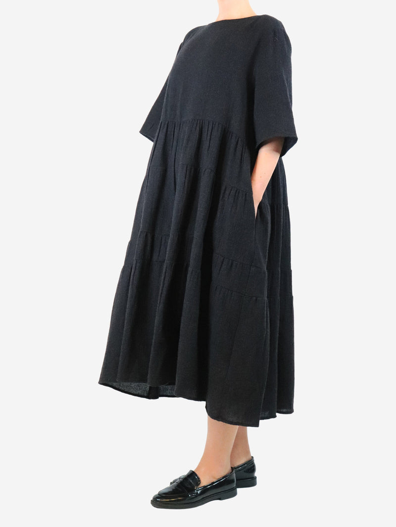 Dark grey flowy wool dress - size XXL Dresses Apuntob 