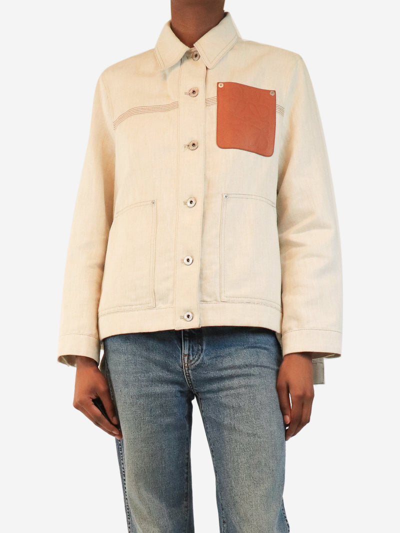 Oatmeal denim anagram jacket - size UK 4 Coats & Jackets Loewe 