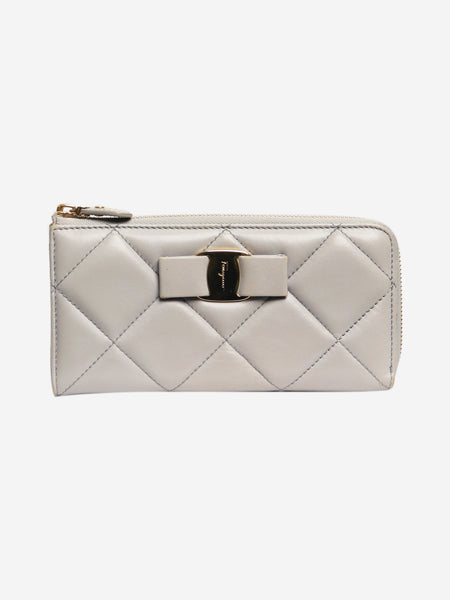 Grey leather quilted wallet product image
